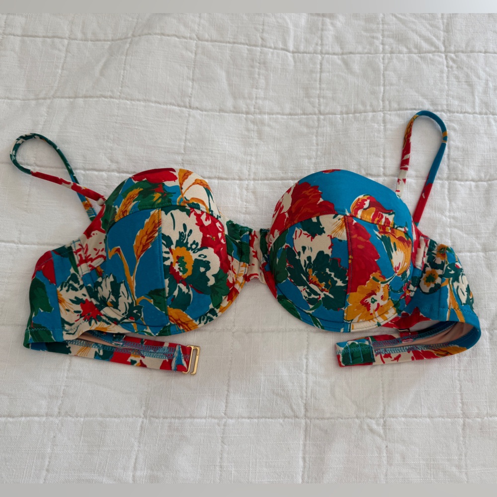 Rare J. Crew Ratti Bahama demi underwire bikini top, tropical floral, 34D